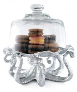 Arthur Court Octopus Tray With Glass Dome Dessert Stands