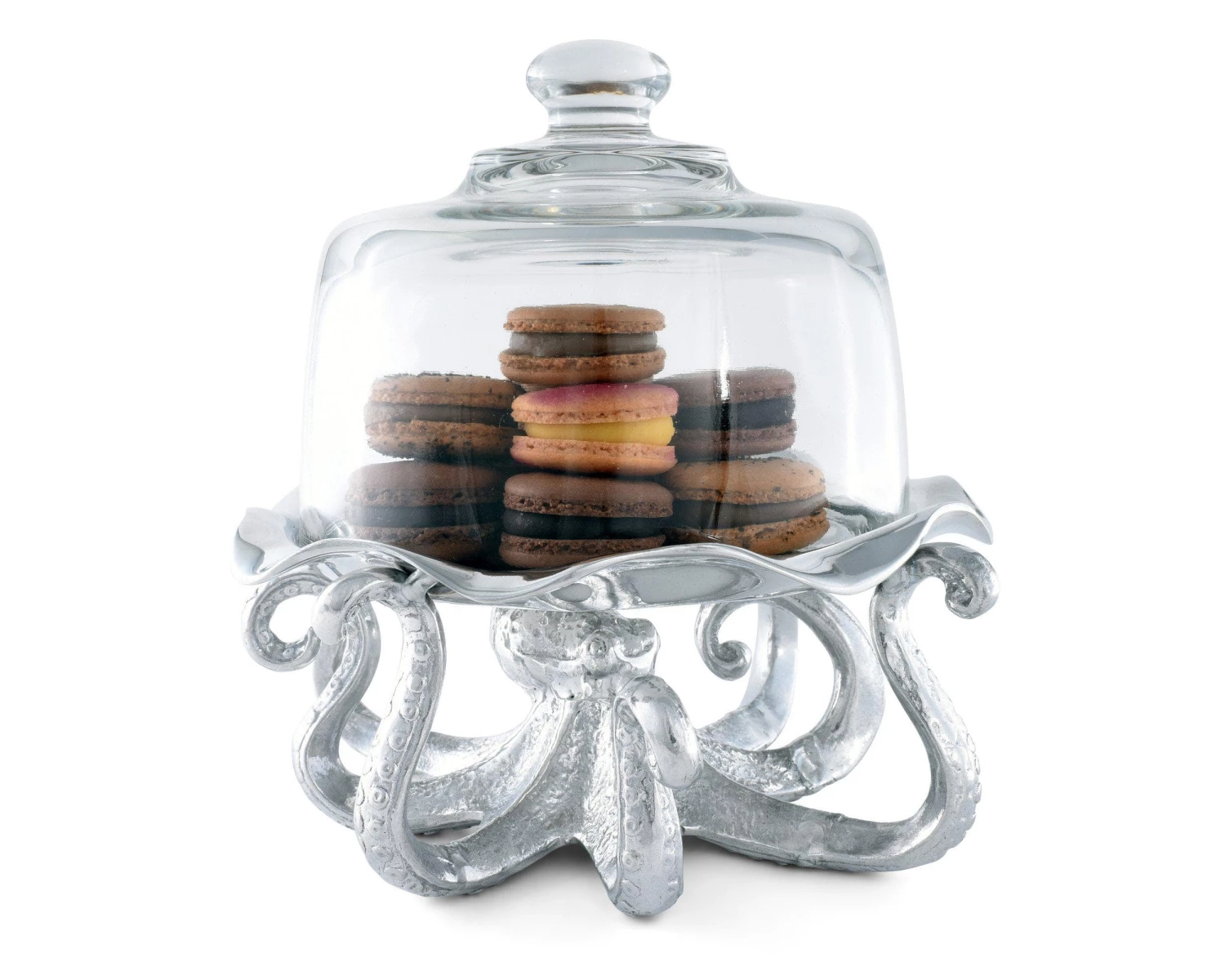 Arthur Court Octopus Tray With Glass Dome Dessert Stands