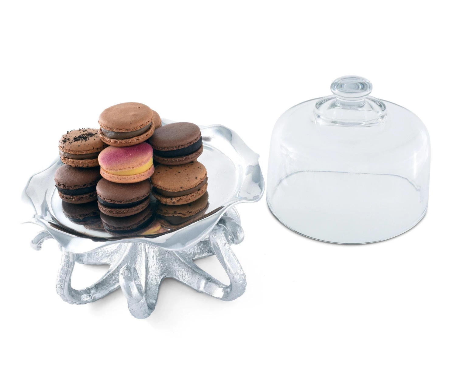 Arthur Court Octopus Tray With Glass Dome Dessert Stands