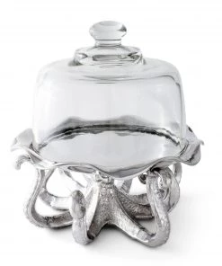 Arthur Court Octopus Tray With Glass Dome Dessert Stands