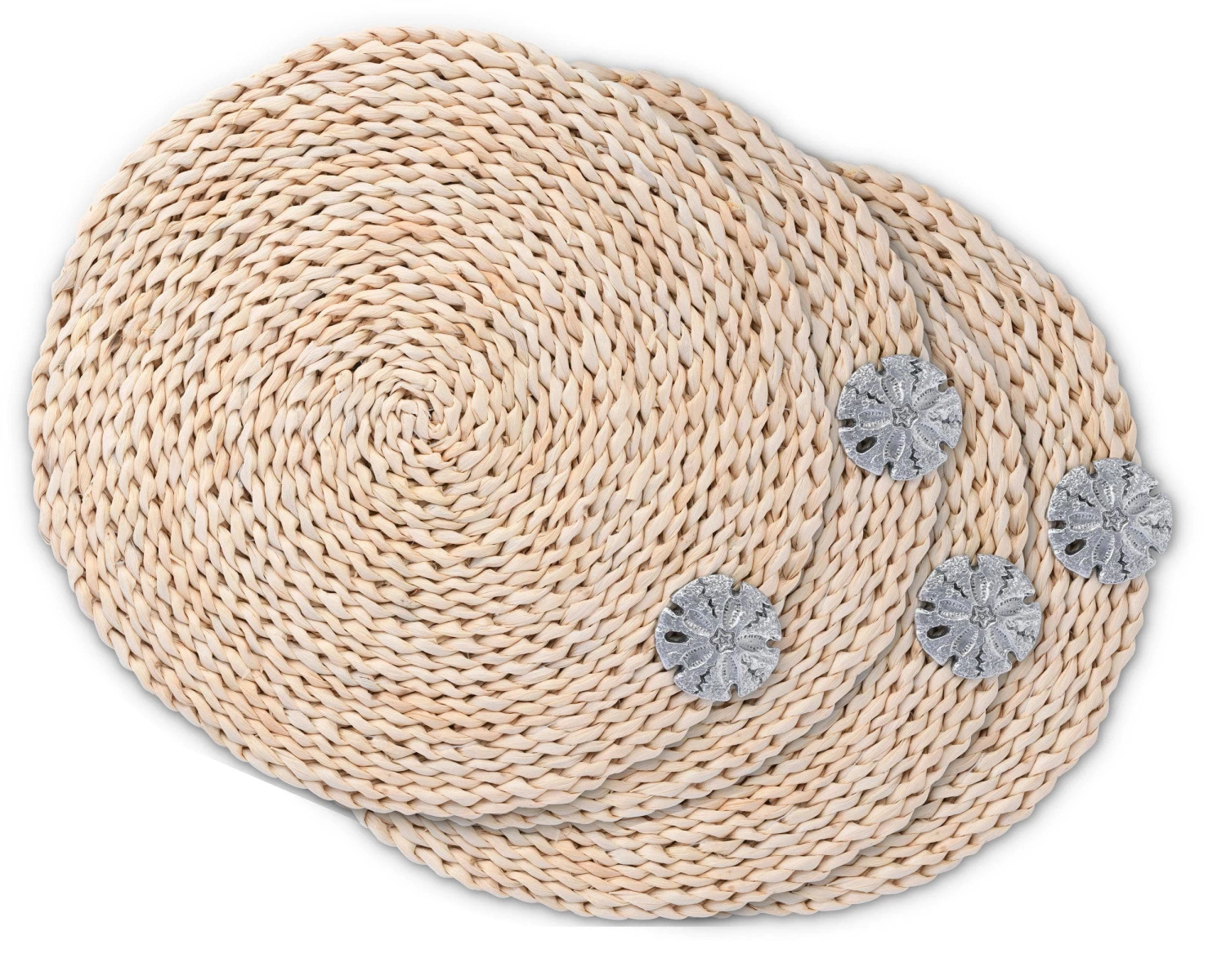 Arthur Court Sand Dollar Twisted Seagrass Placemats - Set Of 4 Plates