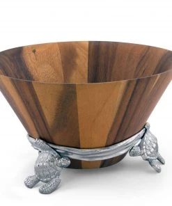 Arthur Court Sea Turtle Wood Salad Bowl