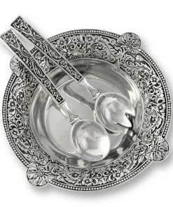 Arthur Court Western Concho Pattern Salad Bowl With Serving Set