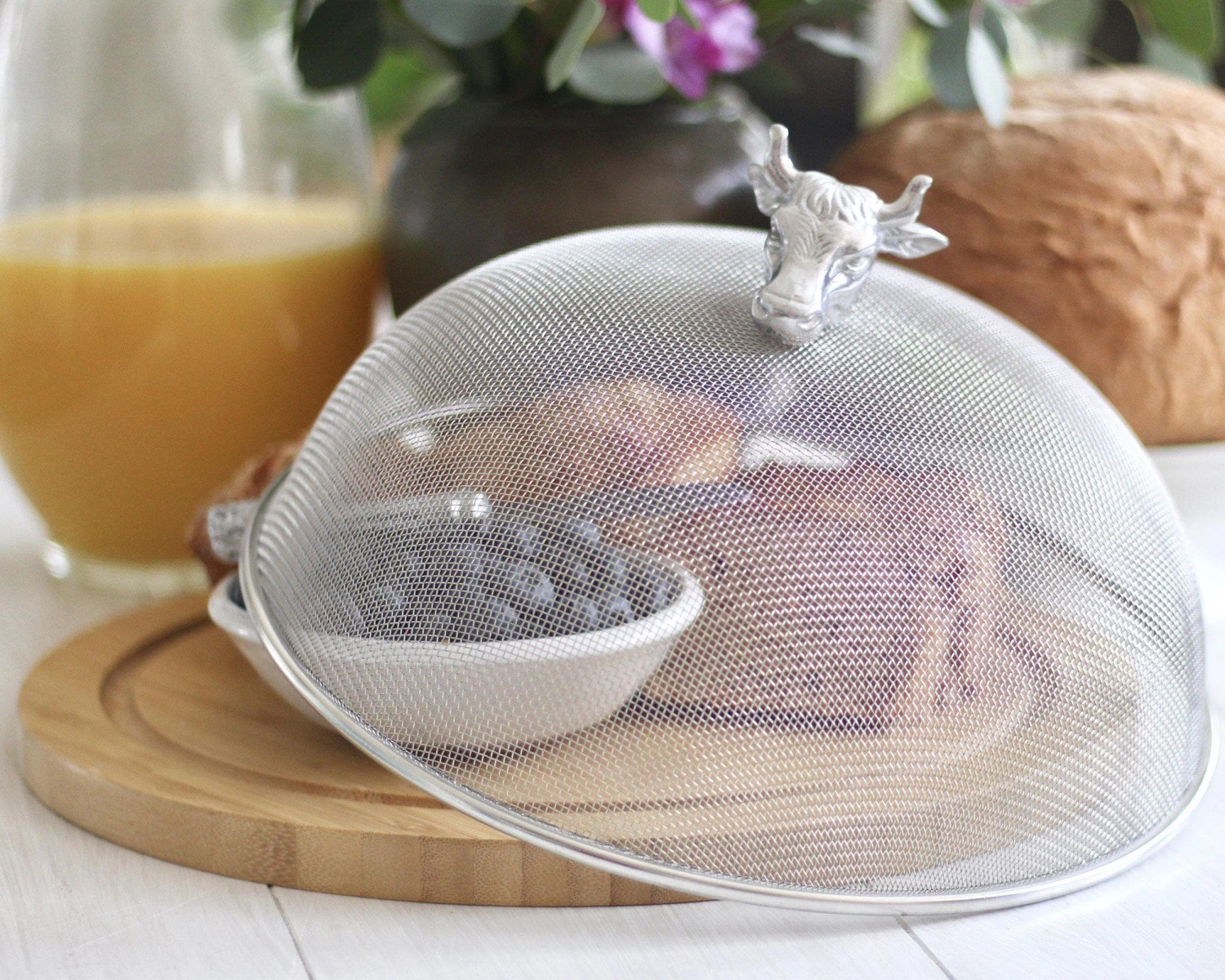 Arthur Court Cow Head 3 Piece Picnic Cheese Board / Spreader