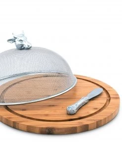 Arthur Court Cow Head 3 Piece Picnic Cheese Board / Spreader