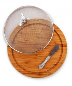 Arthur Court Cow Head 3 Piece Picnic Cheese Board / Spreader