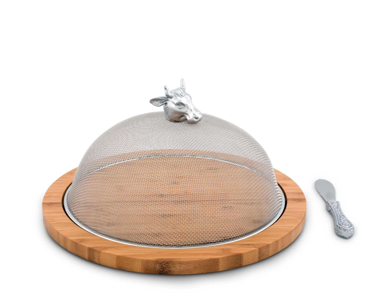 Arthur Court Cow Head 3 Piece Picnic Cheese Board / Spreader