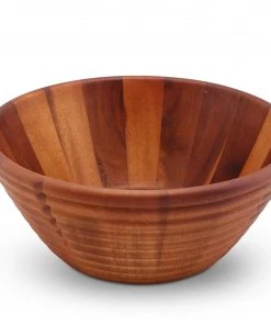 Arthur Court Bee Hive Style Wooden Acacia Salad Bowl Large