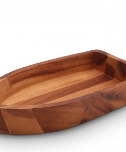 Arthur Court Boat Shape Acacia Wood Salad Bowl Large