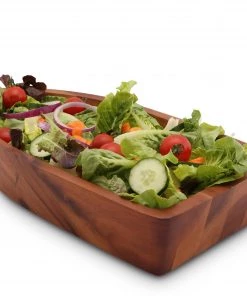 Arthur Court Boat Shape Acacia Wood Salad Bowl Large