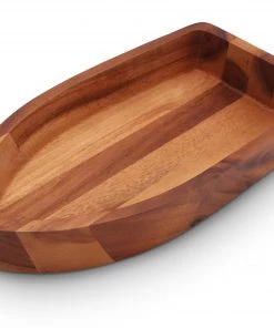 Arthur Court Boat Shape Acacia Wood Salad Bowl Large
