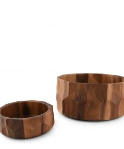 Arthur Court Salad Bowls Diamond Pattern Large Acacia Wood Salad Bowl