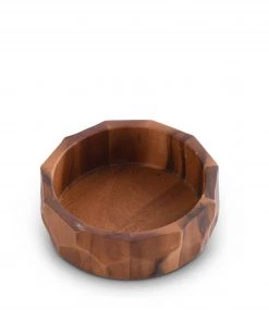 Arthur Court Salad Bowls Diamond Pattern Single Acacia Wood Salad Bowl
