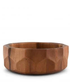 Arthur Court Salad Bowls Diamond Pattern Single Acacia Wood Salad Bowl