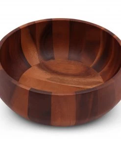 Arthur Court Modern Round Acacia Wood Salad Bowl Large Salad Bowls