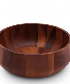 Arthur Court Modern Round Acacia Wood Salad Bowl Large Salad Bowls