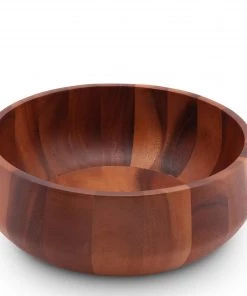 Arthur Court Modern Round Acacia Wood Salad Bowl Large Salad Bowls