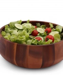 Arthur Court Modern Round Acacia Wood Salad Bowl Large Salad Bowls