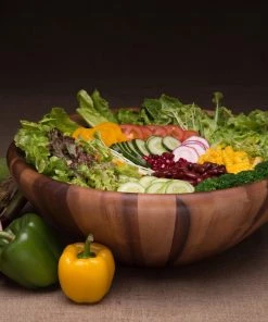 Arthur Court Salinas Style Wooden Acacia Salad Bowl Large Salad Bowls